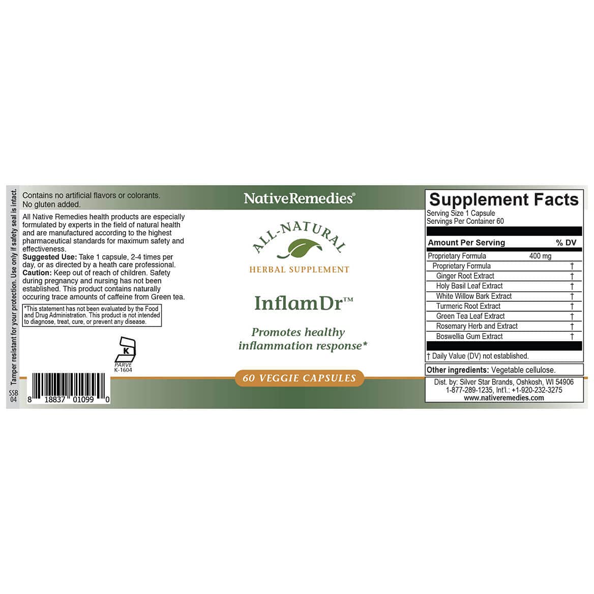 Native Remedies Inflam Dr. - All Natural Herbal Supplement Promotes Healthy Inflammation Response - Helps Fight Oxidative Stress to Cells - 60 Veggie Caps Native Remedies buy supplements canada