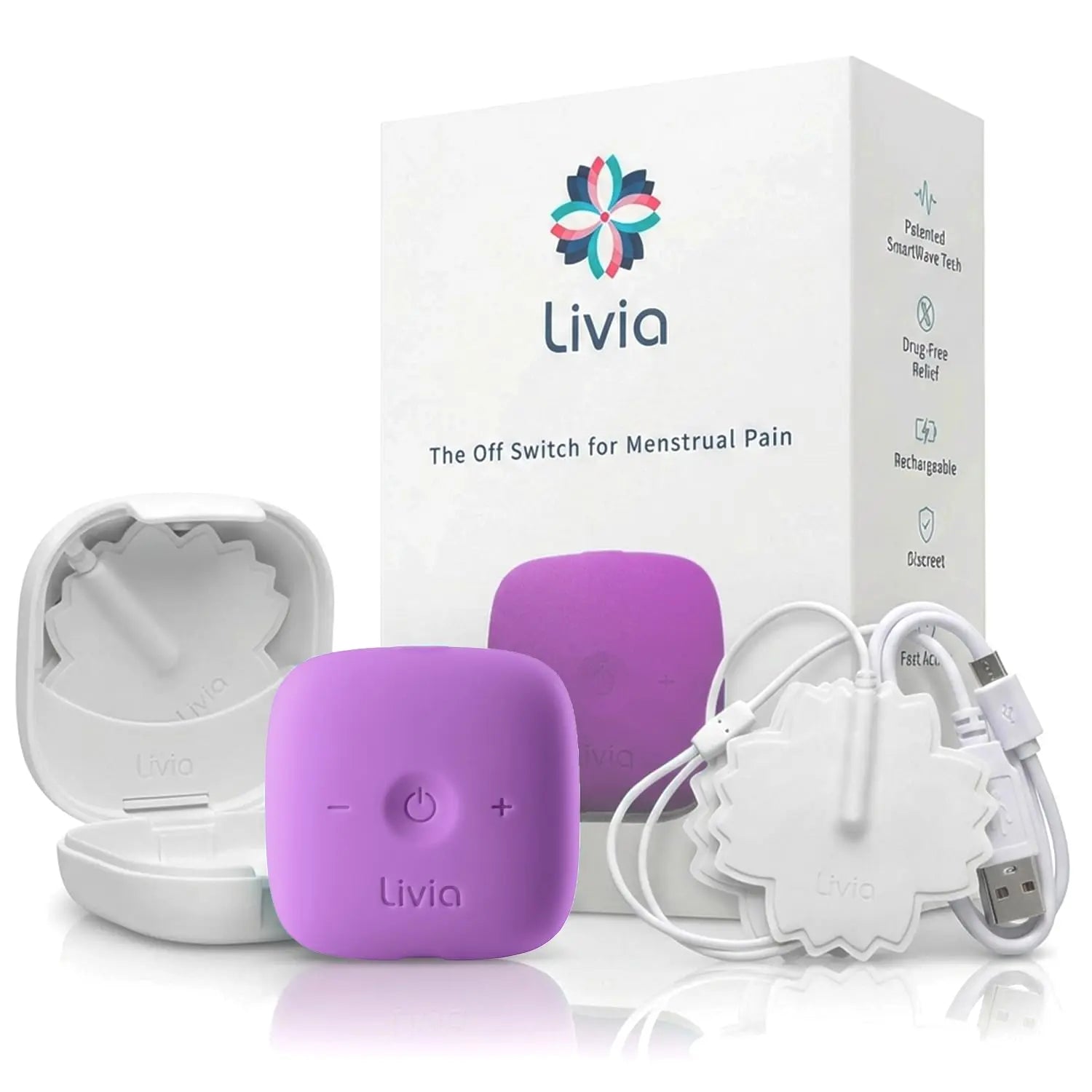 Livia Menstrual Pain Relief Device, Lavender – Off-Switch for Period Pain – Portable & Discreet – Rechargeable, Up to 8 Hours Battery – Complete Kit with Stick-On Pads – The Go-to Travel Partner Livia buy supplements canada