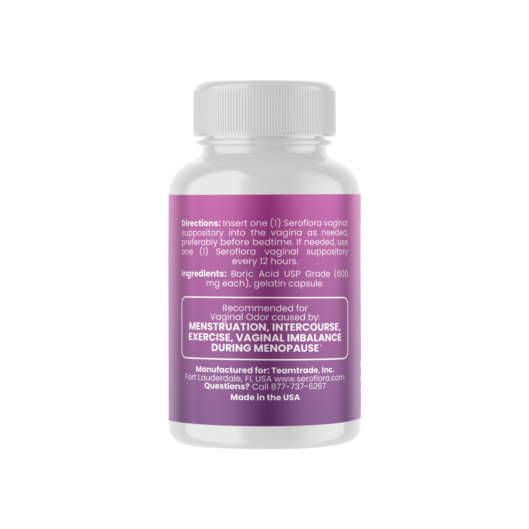 Seroflora Boric Acid Vaginal Suppositories 600mg – 30 Count with 7 Applicators for Odor Control & pH Balance Feminine Hygiene Support, Natural Intimate Care, Made in USA SEROVERA buy supplements canada