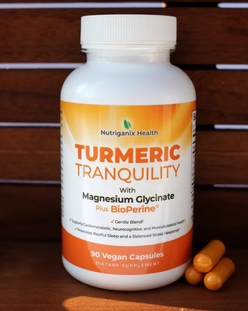 Turmeric Tranquility Turmeric Curcumin & Magnesium Glycinate with BioPerine – Support for Stress Relief, Sleep, Heart Health, Muscles, Metabolism, and Joint Health* - High Absorption - 90 Capsules (1) Nutriganix buy supplements canada