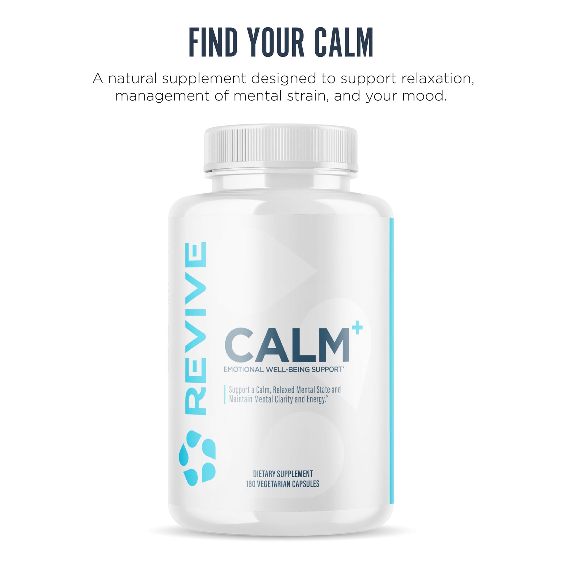 Revive MD Calm, Emotional Well-Being Support Supplement - Stress Management for Men & Women - Mood Enhancement Supplement Promotes Relaxation with L-Theanine, GABA & 5-HTP (180 Capsules, 30 Servings) Revive buy supplements canada