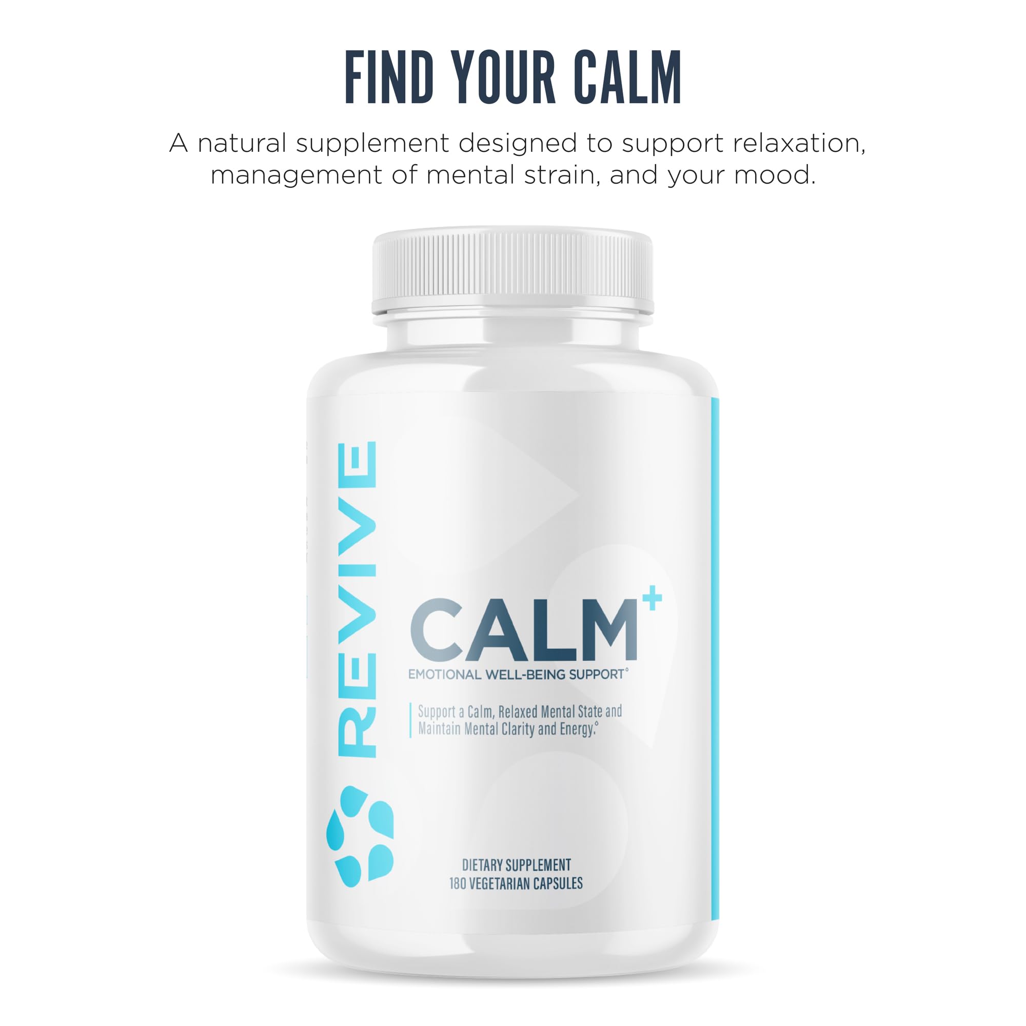 Revive MD Calm, Emotional Well-Being Support Supplement - Stress Management for Men & Women - Mood Enhancement Supplement Promotes Relaxation with L-Theanine, GABA & 5-HTP (180 Capsules, 30 Servings) Revive buy supplements canada