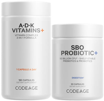 Codeage Daily ADK Vitamin & Probiotic Bundle – Vitamin A Retinyl Palmitate, Vitamin D3 Cholecalciferol, Vitamin K, 50 Billion CFU SBO Probiotic Blend, Non-GMO Codeage buy supplements canada