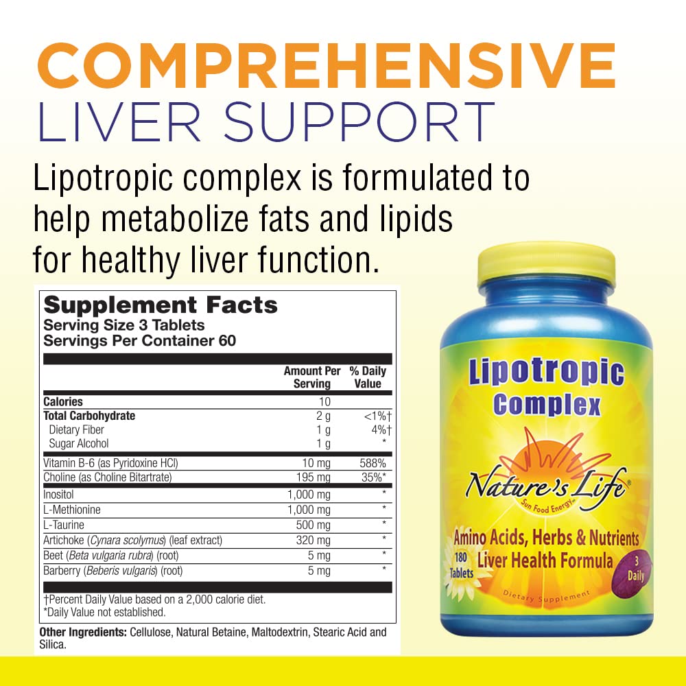 Nature's Life Lipotropic Complex | Comprehensive Support for Healthy Liver Function | with Choline & Inositol | Non-GMO | 180 Vegetarian Tablets Nature's Life buy supplements canada