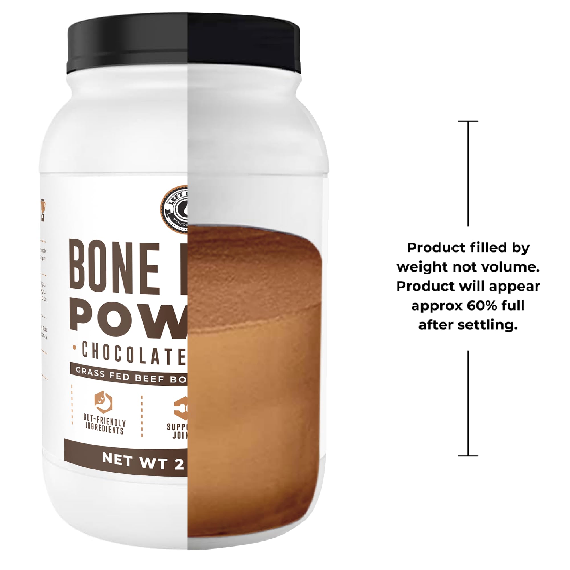 Chocolate Bone Broth Protein Powder - 100% Grass Fed Beef Bone Broth with 16g Protein & 13g Collagen per Serving - Great for Shakes & Hot Chocolate - Keto Friendly Low Carb Left Coast Performance buy supplements canada