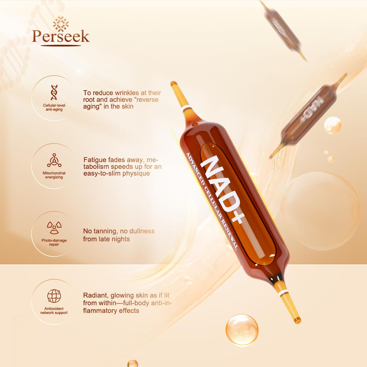 Perseek NAD+ 1200mg Liquid Supplement with Nicotinamide Riboside, PQQ & Grape Seed Extract for Cellular Vitality, Energy Metabolism & Antioxidant Support – 10 Liquid Vials Perseek buy supplements canada