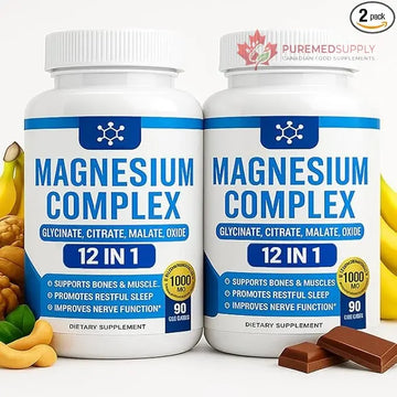 Nutrapure Magnesium Complex 7 Elemental Supplement - Magnesio Complex 1000mg Forms Including Glycinate, Citrate, Malate, Taurate Chelated | Energy Support | Vegan Non-GMO, 90 Capsules (2) WSJAWH buy supplements canada