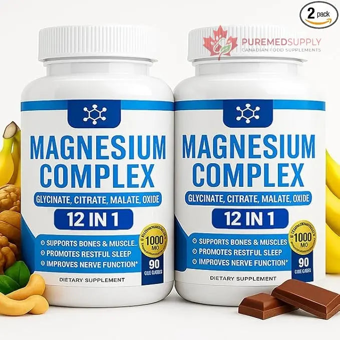 Nutrapure Magnesium Complex 7 Elemental Supplement - Magnesio Complex 1000mg Forms Including Glycinate, Citrate, Malate, Taurate Chelated | Energy Support | Vegan Non-GMO, 90 Capsules (2) WSJAWH buy supplements canada