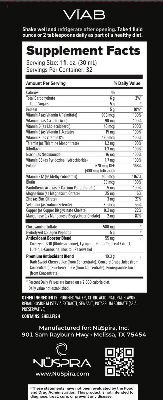 NüSpira - VĪAB Liquid Multi-Vitamin - Effortless Wellness for The Whole Family - Potent Blend of Vitamins & Minerals - Smooth Taste - 30oz NuSpira buy supplements canada
