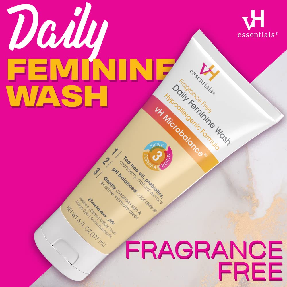 vH essentials Daily Feminine Wash - Fragrance Free, Hypoallergenic with Tea Tree Oil vH essentials buy supplements canada