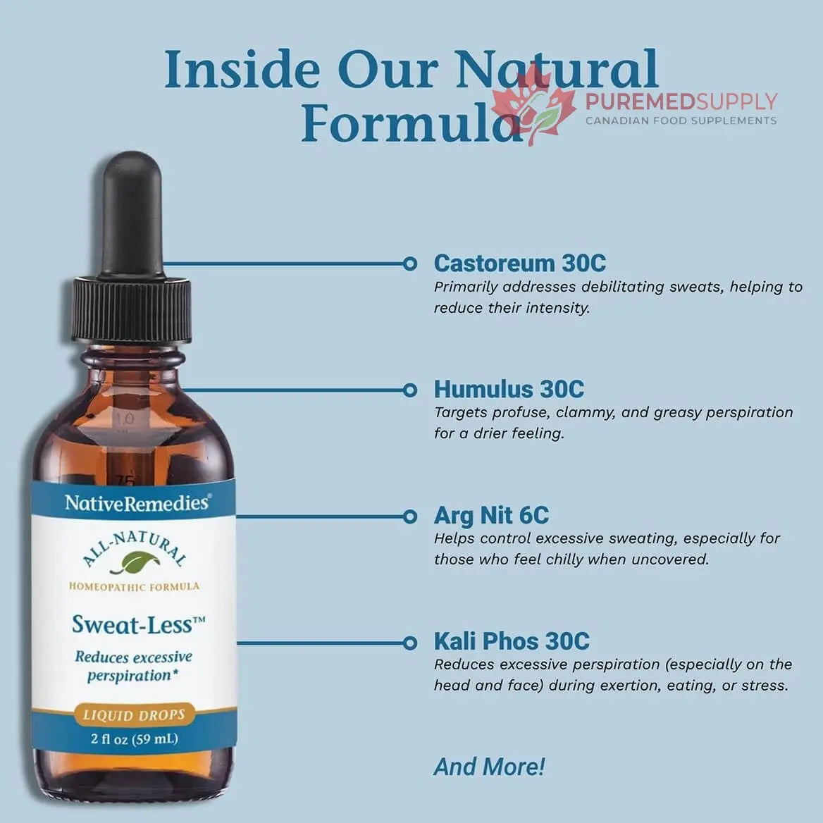 Native Remedies Sweat-Less - Natural Homeopathic Formula for Excessive Sweating, Perspiration and Clamminess - 59 mL Native Remedies buy supplements canada