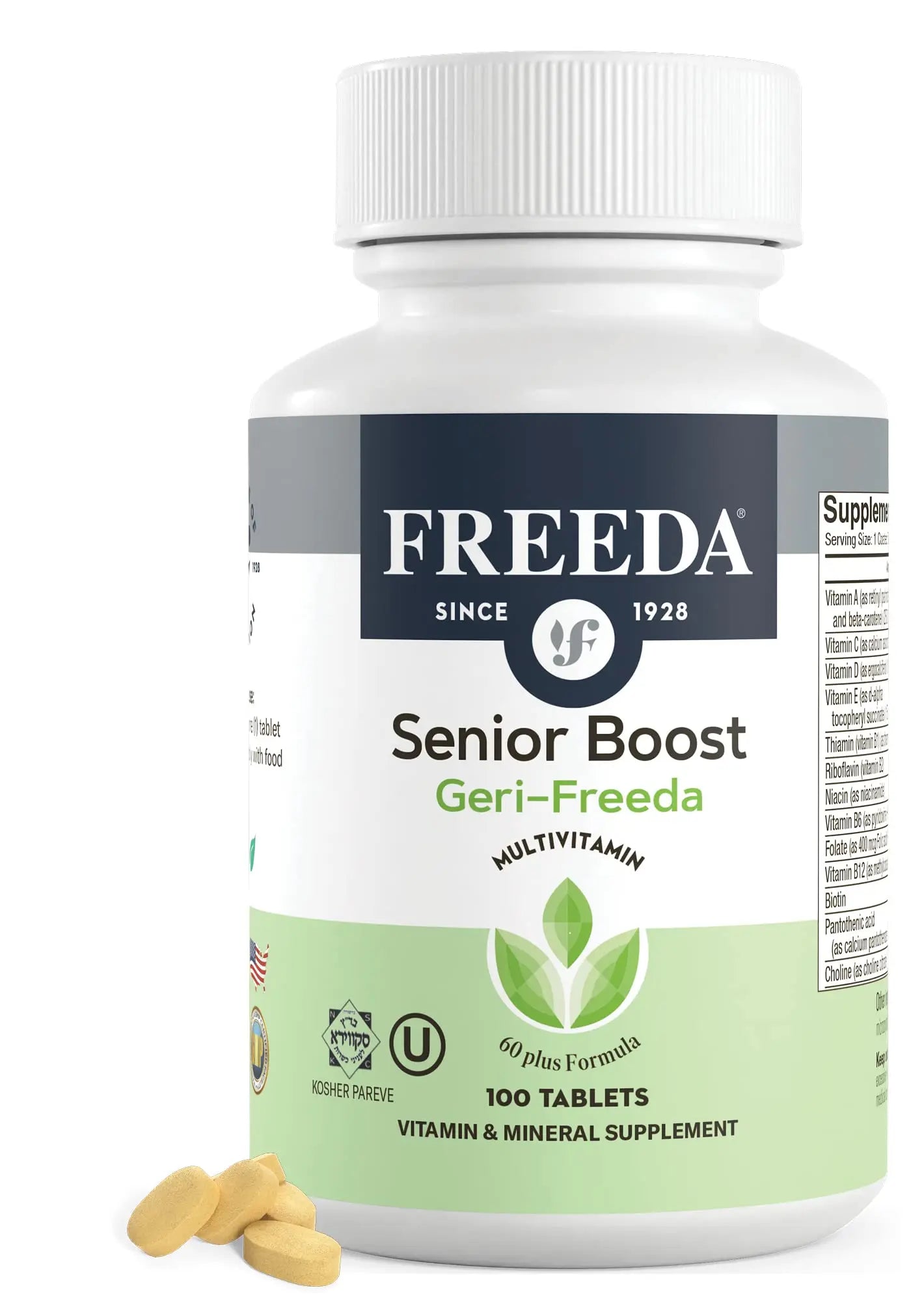 Freeda Senior Multivitamin - Kosher Vitamins for Men & Women 60 and Over - One Daily Coated Tablet - Women’s & Men’s Vitamins Multivitamin 60 Plus FREEDA buy supplements canada