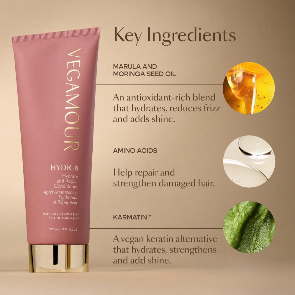 VEGAMOUR HYDR-8 Hydrate and Repair Shampoo and Conditioner Kit | Cleanses and Strengthens Dry, Damaged Hair with Amino Acids and Karmatin™ | Clean, Vegan, Cruelty-Free, Clinically Proven, Color Safe VEGAMOUR buy supplements canada