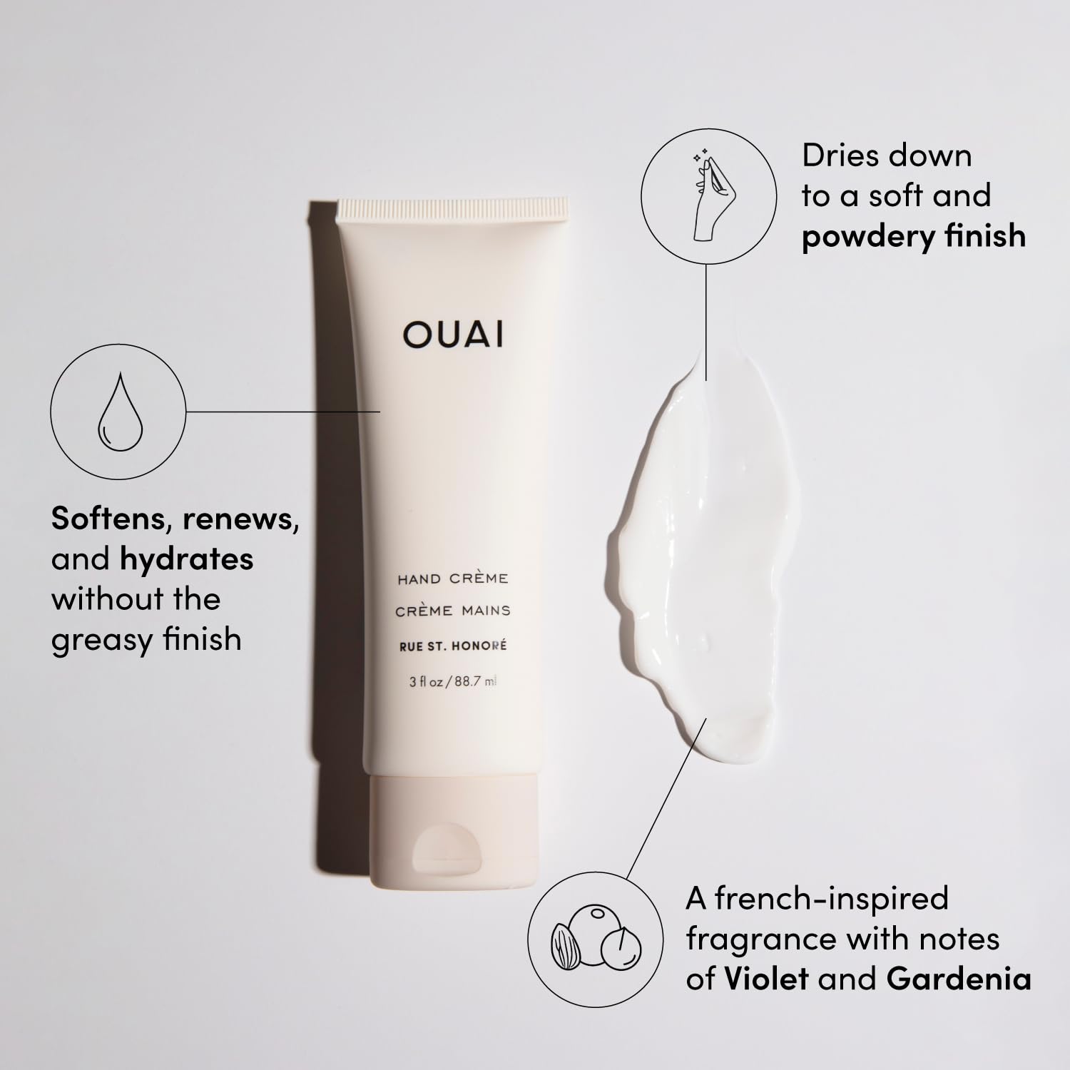 OUAI Hand Cream - Thick, Creamy Balm with Coconut Oil, Murumuru Butter and Shea Butter - Hydrating Moisturizer for Soft Hands - Use Daily to Deeply Nourish Skin (3 Oz) OUAI buy supplements canada