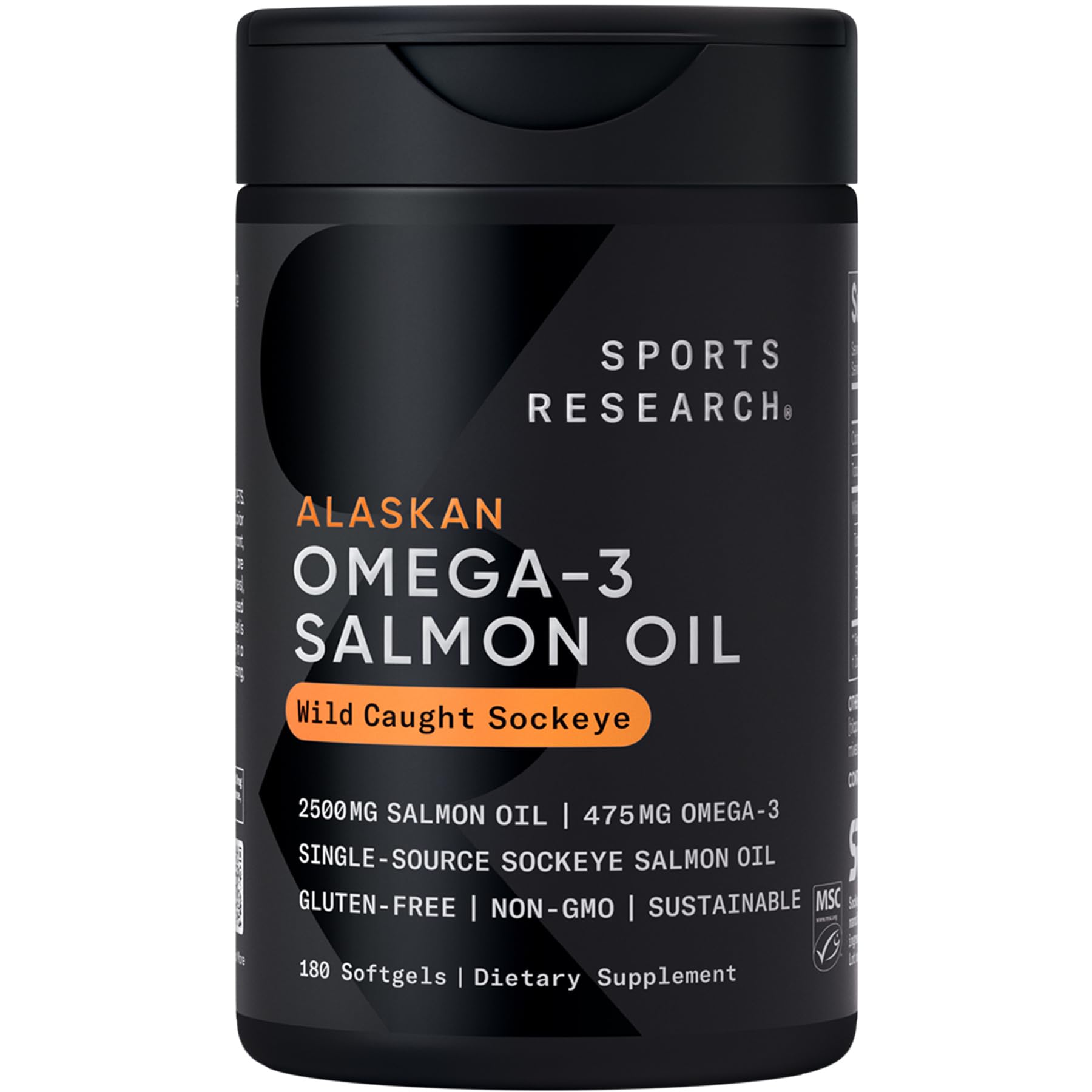 Sports Research® Salmon Oil - Single-Source Wild Alaskan Sockeye | 2500 mg per Serving w/EPA & DHA Fatty Acids | MSC Certified - 180 Count Softgels Sports Research buy supplements canada