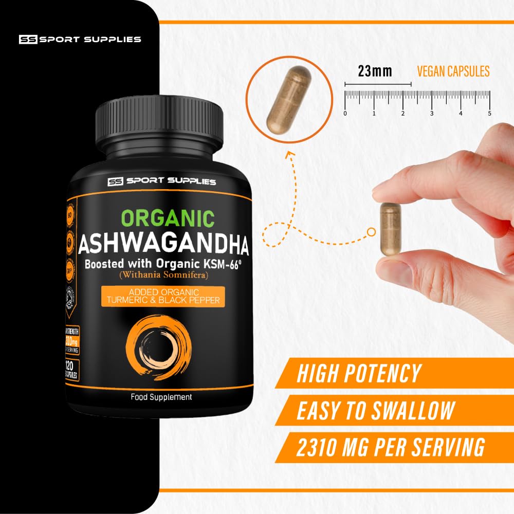 Organic Ashwagandha Capsules 1200mg Boosted with 100mg of Organic KSM-66 SS Sport Supplies buy supplements canada