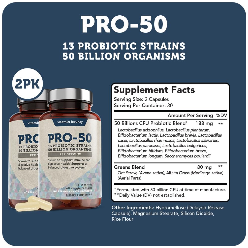 Vitamin Bounty Pro-50 Probiotics Supplement- 13 Probiotic Strains, Gut Health Vitamin Bounty buy supplements canada