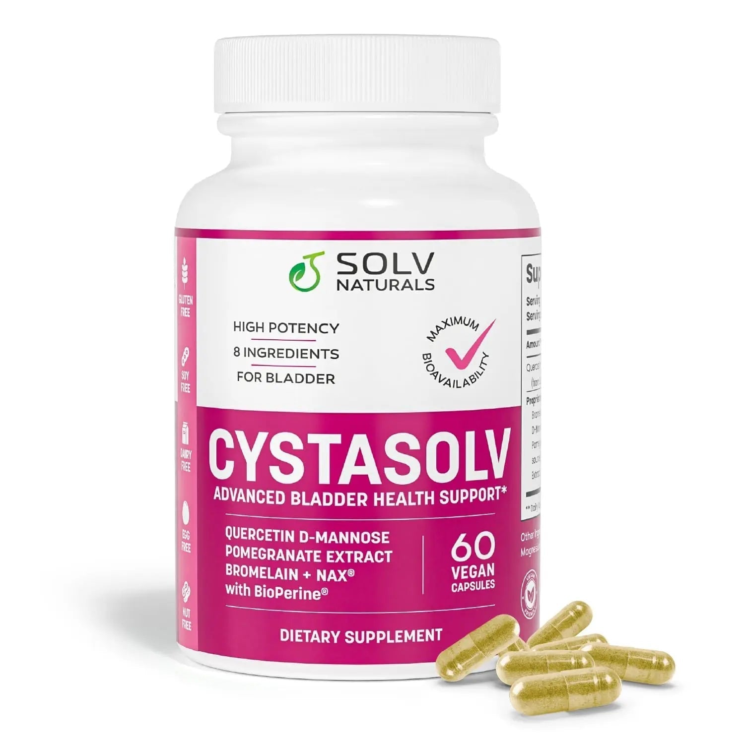 SOLV NATURALS CYSTASOLV Bladder & Pelvic Discomfort Formula - Enjoy Less Urgency & Flares* with Daily IC/BPS UTI Support – Premium Bladder & Urinary Support for Women & Men - 60 Vegan Capsules SOLV NATURALS buy supplements canada