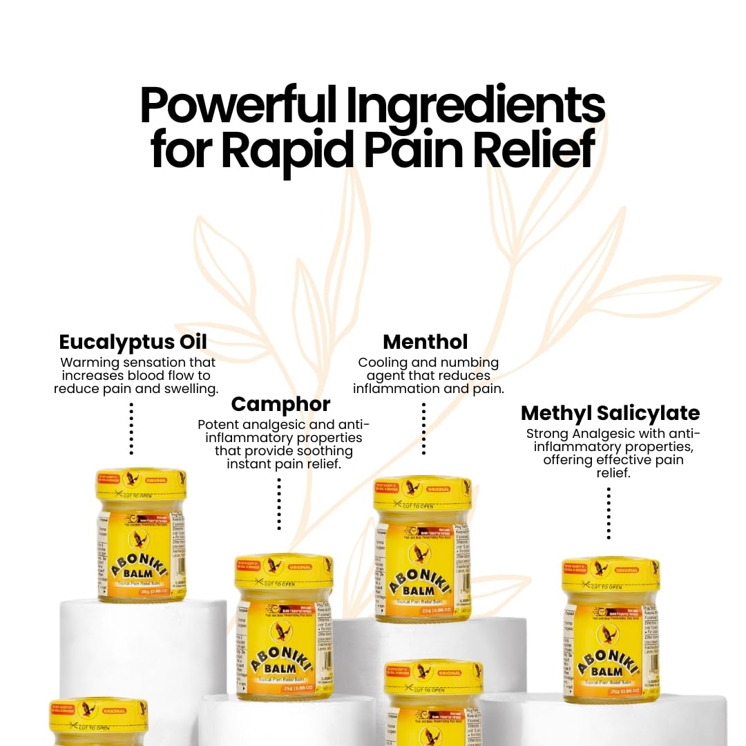 Aboniki Powerful Topical Pain Relief Balm with Natural Ingredients | Powerful Analgesic Soothing Relief for Joints & Muscle Pain, Soreness, Cramps | Long Lasting Full Body Rub (2 Glass Jars) Aboniki buy supplements canada