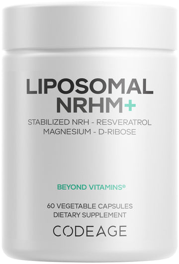 Codeage Liposomal NRHM+ Supplement - NRH Hydrogen Malate 300 mg, Resveratrol, D-Ribose & Quercetin - Vitamin C, Magnesium & Zinc - Liposomal Delivery - Non-GMO - 60 Capsules Codeage buy supplements canada