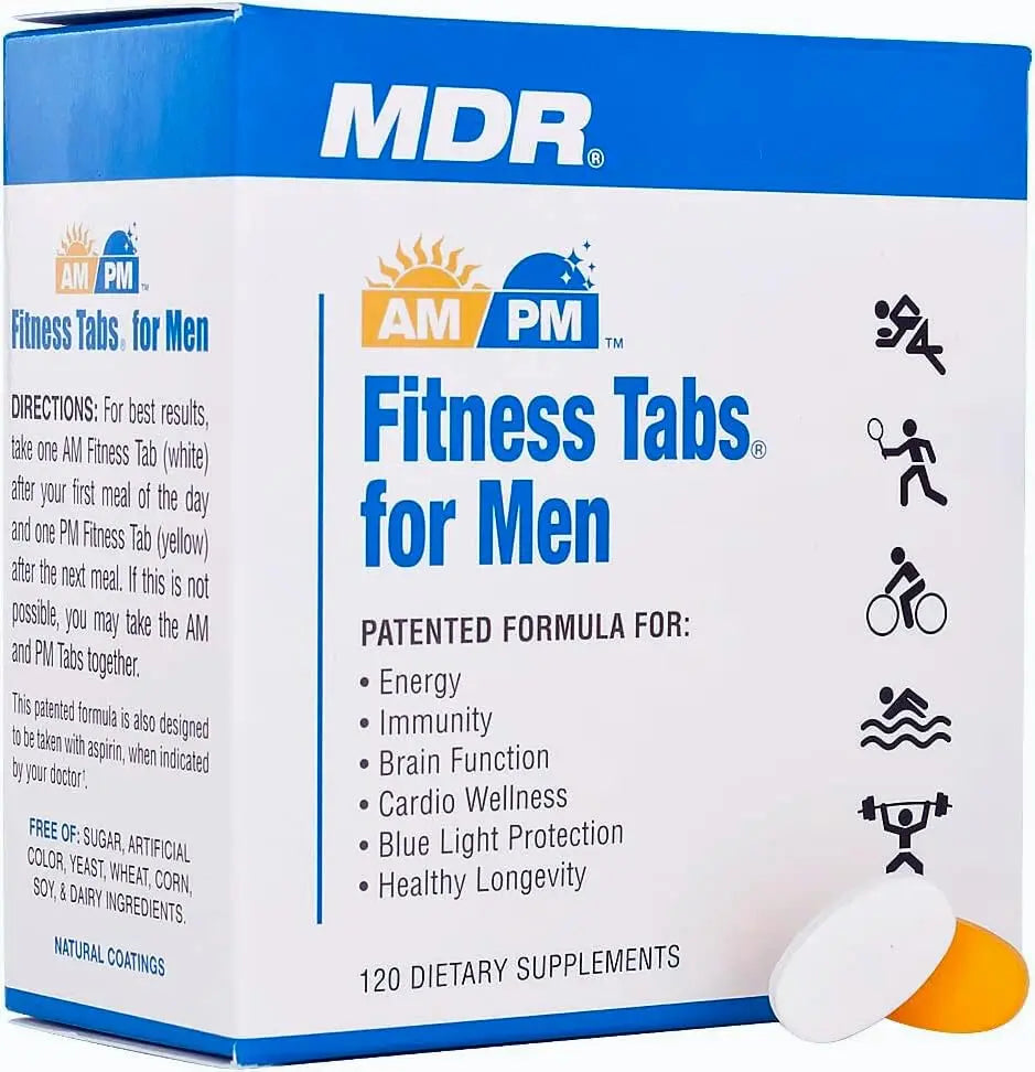 MDR Fitness Tabs Patented AM/PM Multivitamin for Men Doctor Formulated with Right Nutrients at The Right Time - Gluten Free - 2 Month Supply MDR buy supplements canada
