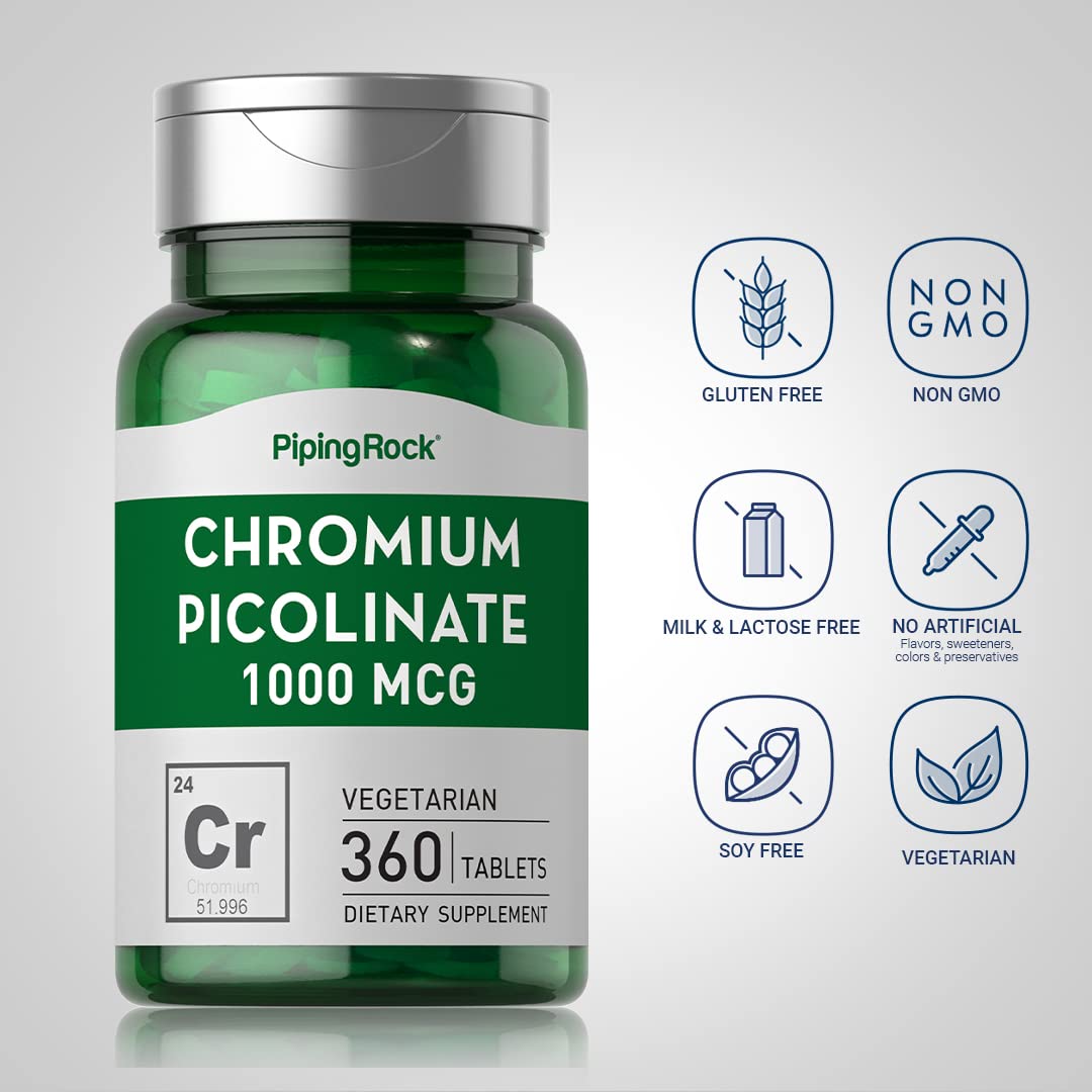 Chromium Picolinate 1000 mcg | 360 Tablets | Chromium Supplement | Vegetarian, Non-GMO Piping Rock buy supplements canada