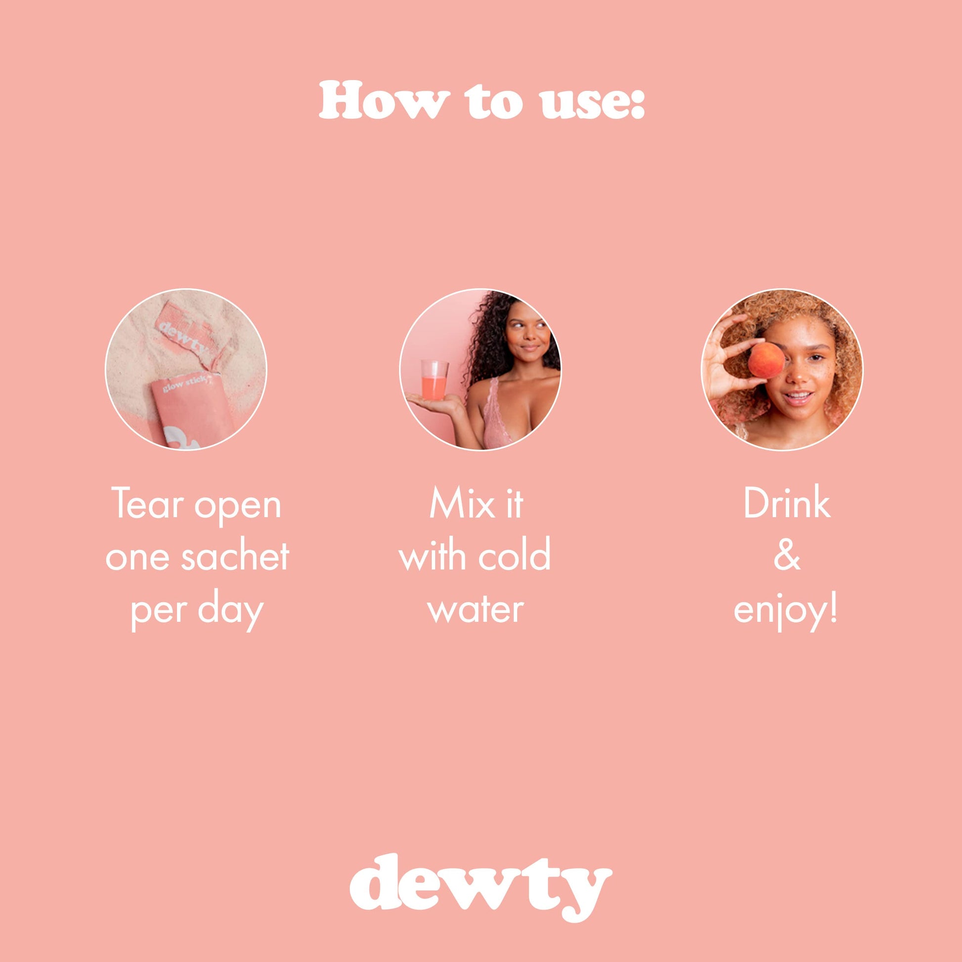 Dewty Collagen Drink - Peach Flavour Daily Collagen Supplements for Women - Individual Collagen Sachets Dewty buy supplements canada
