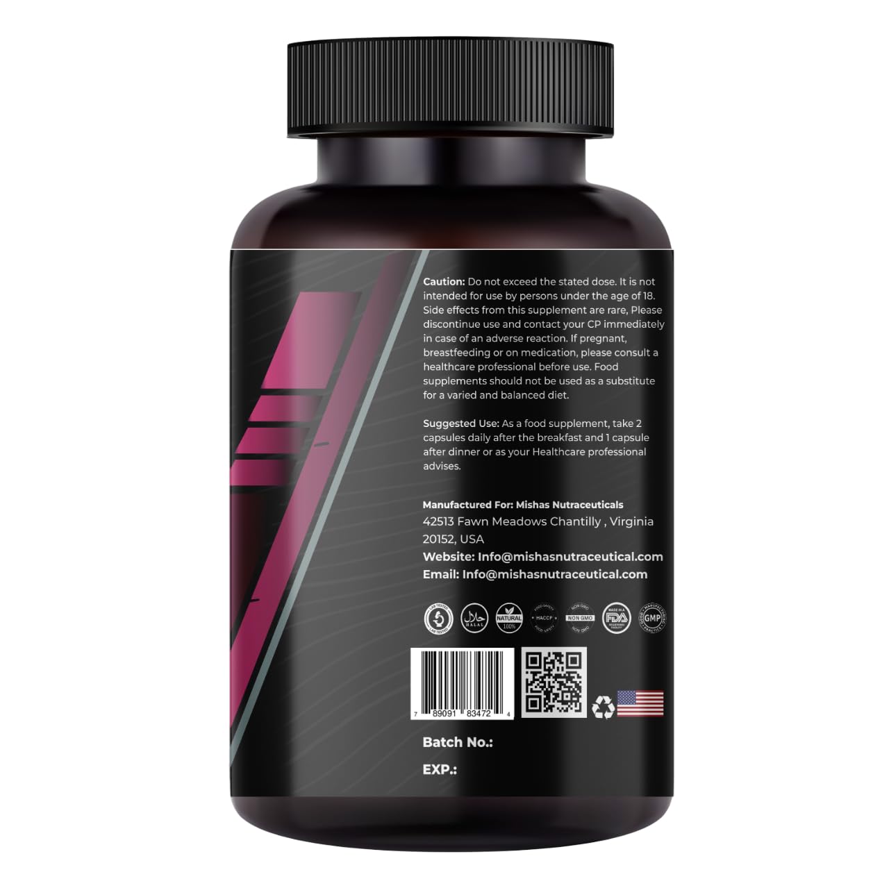 Mishas Nutraceuticals L-Tyrosine with Maca Root, Ashwagandha & Vitamins Complex – Energy, Mental Focus, Stress Relief & Immunity Support – 60 Capsules (30 Servings) Mishas buy supplements canada