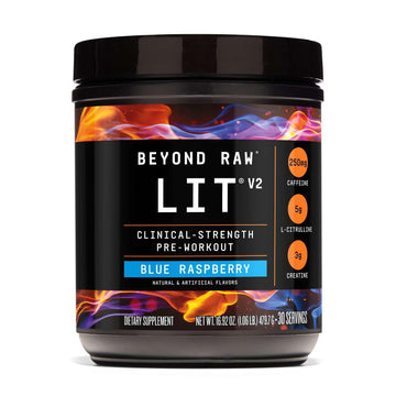 BEYOND RAW LIT V2 Clinical Strength Pre Workout Powder, Hits Harder, Bigger Pumps, Caffeine, L-Citrulline, Creatine, Blue Raspberry, 30 Servings BEYOND RAW buy supplements canada
