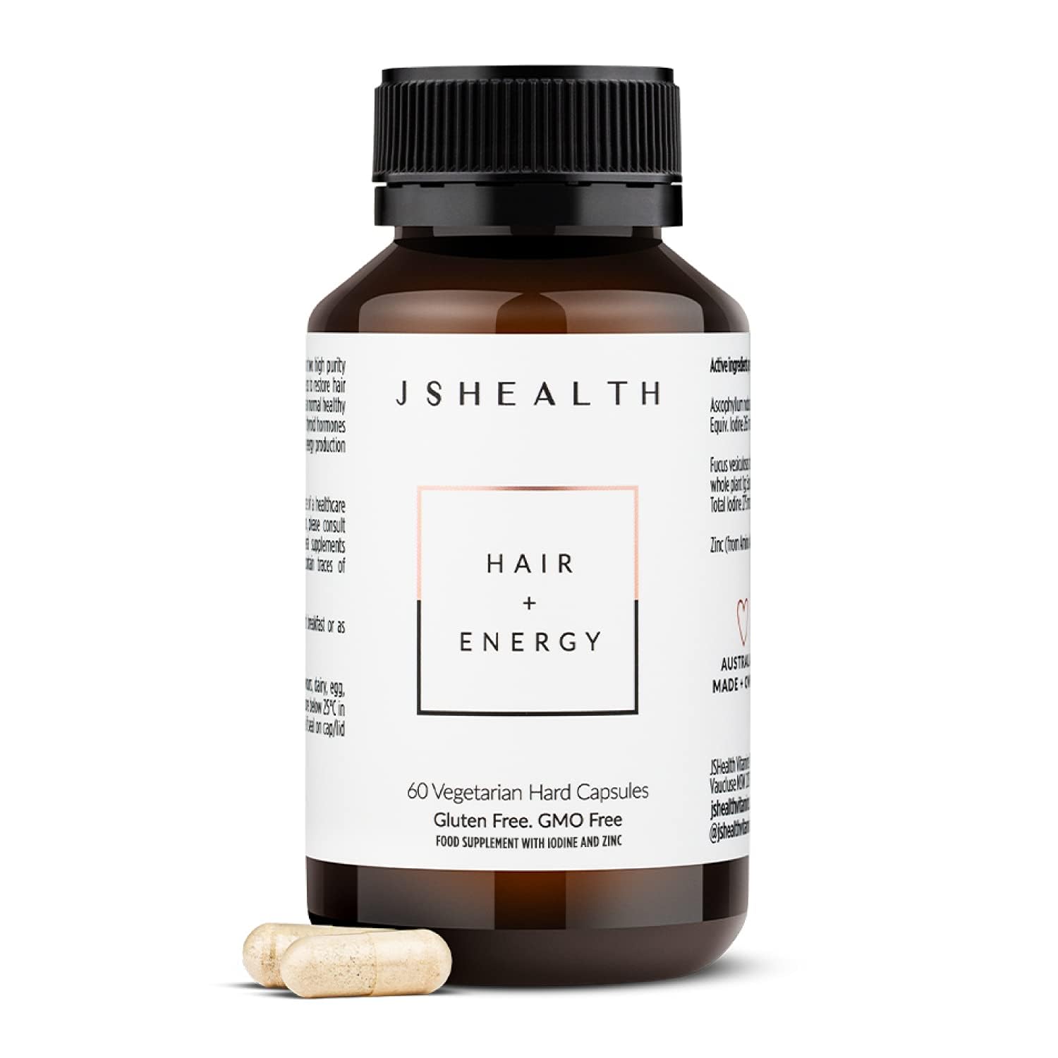 JSHealth Hair Growth Vitamins for Women. Hair + Energy with Kelp Iodine and Zinc. Supports Thickness, Strength, Energy. Nutritionist-Formulated (60 Capsules) JSHealth buy supplements canada