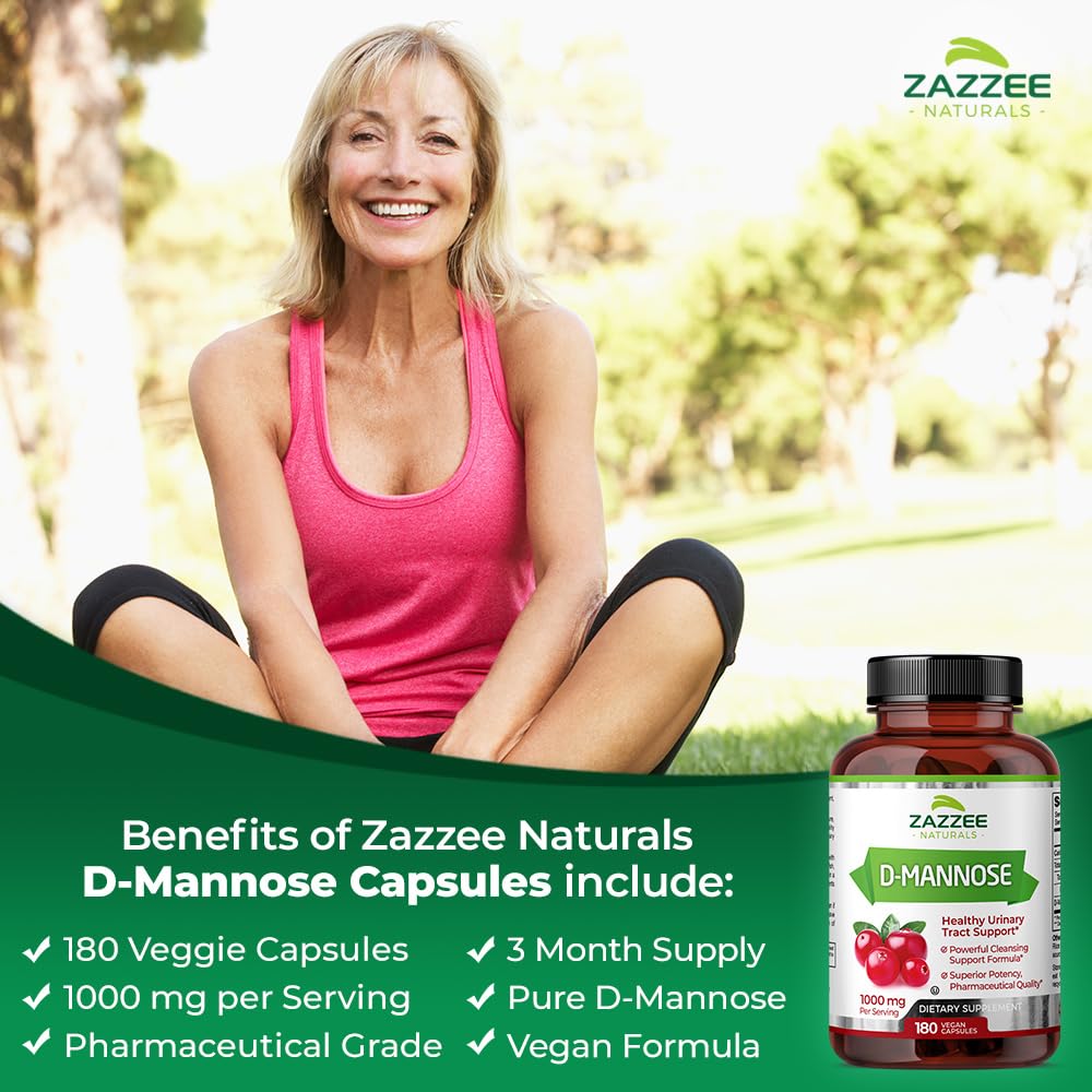 Zazzee D-Mannose, 1000 mg per Serving, 180 Vegan Capsules, 3 Month Supply, Potent Zazzee buy supplements canada