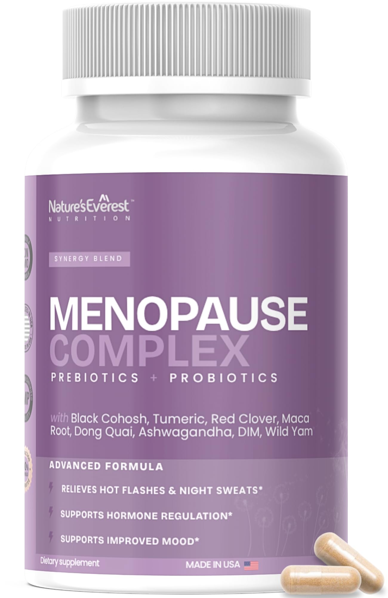 Complete Menopause Supplement for Women – Supports Hormone Balance, Hot Flashes, Night Sweats & Mood – with DIM, Black Cohosh, Dong Quai, Chasteberry, Pre & Probiotics – 90 Capsules – Made in USA Nature's Everest buy supplements canada