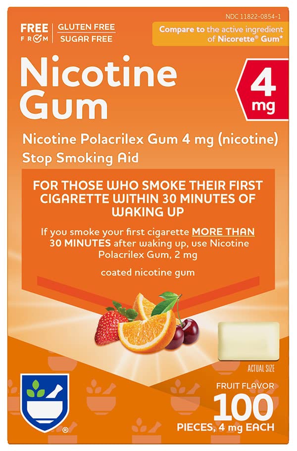 Rite Aid Nicotine Gum, 4 mg - 100 Count | Quit Smoking Aid | Nicotine Rite Aid buy supplements canada