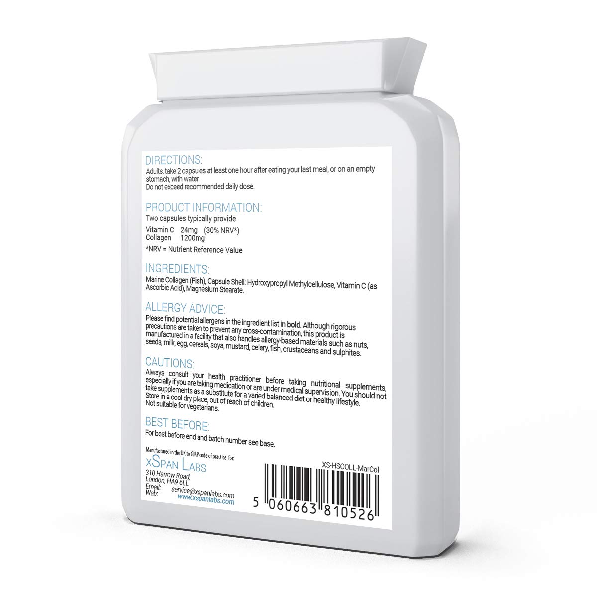 Marine Collagen 600mg 60 Capsules - Highly Bioavailable Naticol® Type 1 Xspan Labs buy supplements canada