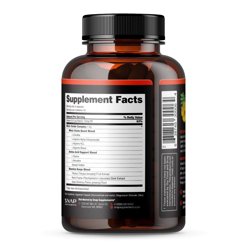 Snap Supplements Nitric Oxide Booster, Nitric Oxide Supplement for Blood Circulation Snap Supplements buy supplements canada