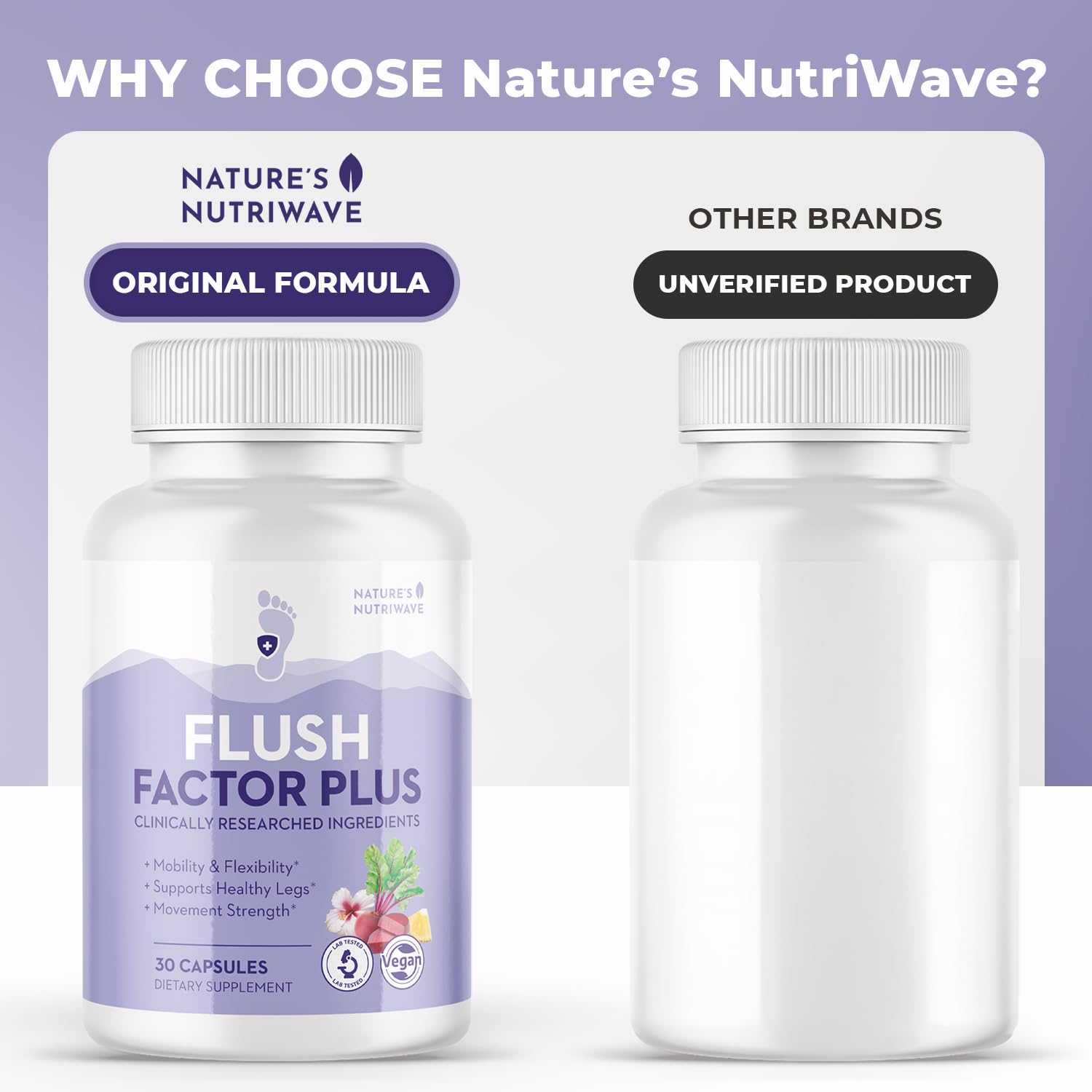 Nature’s NutriWave Flush Factor Plus - Original Formulated FlushFactorPlus for Leg Comfort, 100% Natural Ingredients, Made in USA, No Stimulants | 30 Capsules, 3 Month Supply Nature’s NutriWave buy supplements canada