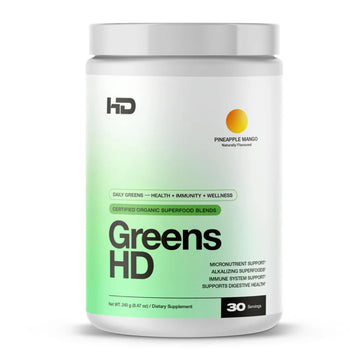 HD MUSCLE GreensHD Premium Daily Greens | Organic Superfood Blends | for Immune Support & Digestion | with Spirulina, Chlorella, & Adaptogenic Herbs | 30 Servings (Pineapple Mango) HD MUSCLE buy supplements canada