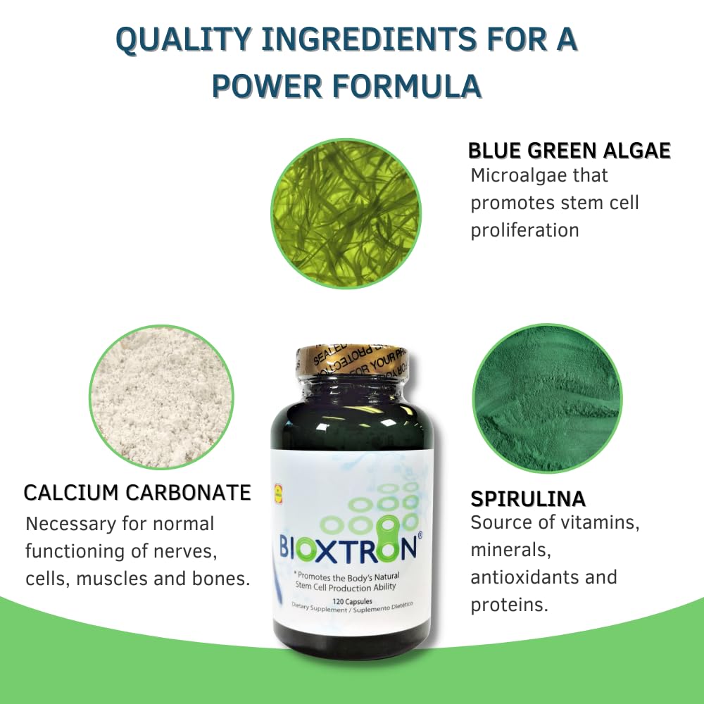 Bioxtron Natural AFA Stem Cell Supplement - Joint Support & Muscle Pain - Immune System Support - Natural Blue Green Algae Spirulina - 120 Caps Bioxtron buy supplements canada