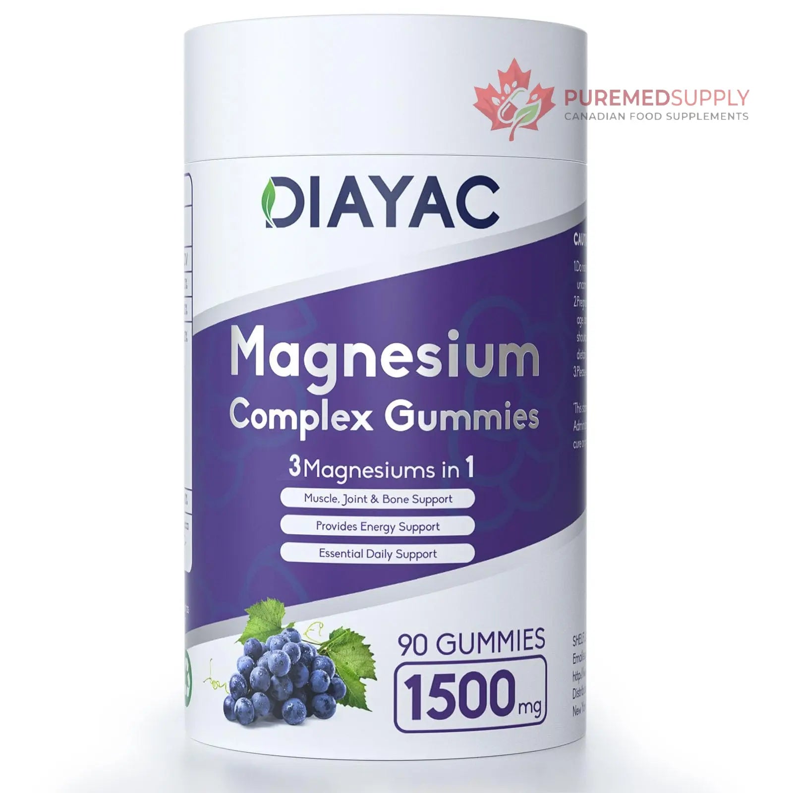 Magnesium Complex Gummies, Individually Packaged Magnesium Supplement, Magnesium Chelate, Bisglycinate, Malate, Citrate, Taurate Chewable for Women & Men,Sleep&Muscle&Nerve Health, Vegan 90 Counts DIAYAC buy supplements canada