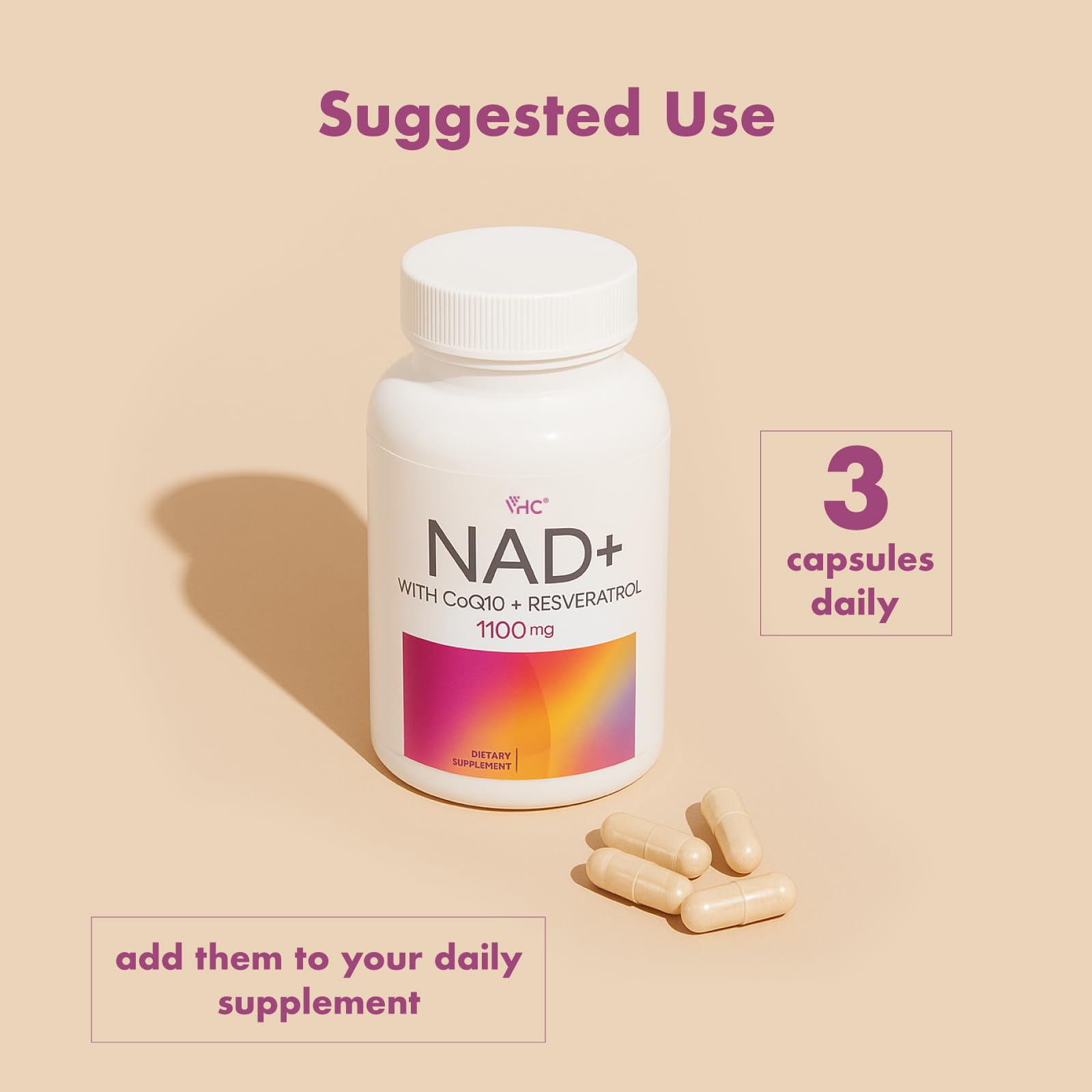VHC NAD+ Supplement, NMN Alternative Liposomes with CoQ10, Trans-Resveratrol for Women & Men,Support Energy, Anti-Aging,Focus,90 Capsules VHC buy supplements canada