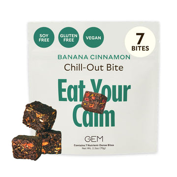 GEM Calm Bite | Supports Calm Mind & Clarity | Magnesium L-Threonate, Golden Chlorella, Lemon Balm | Holistic Non-Habit Forming | Gluten Free, Soy Free, Banana Cinnamon (7 Count) GEM buy supplements canada