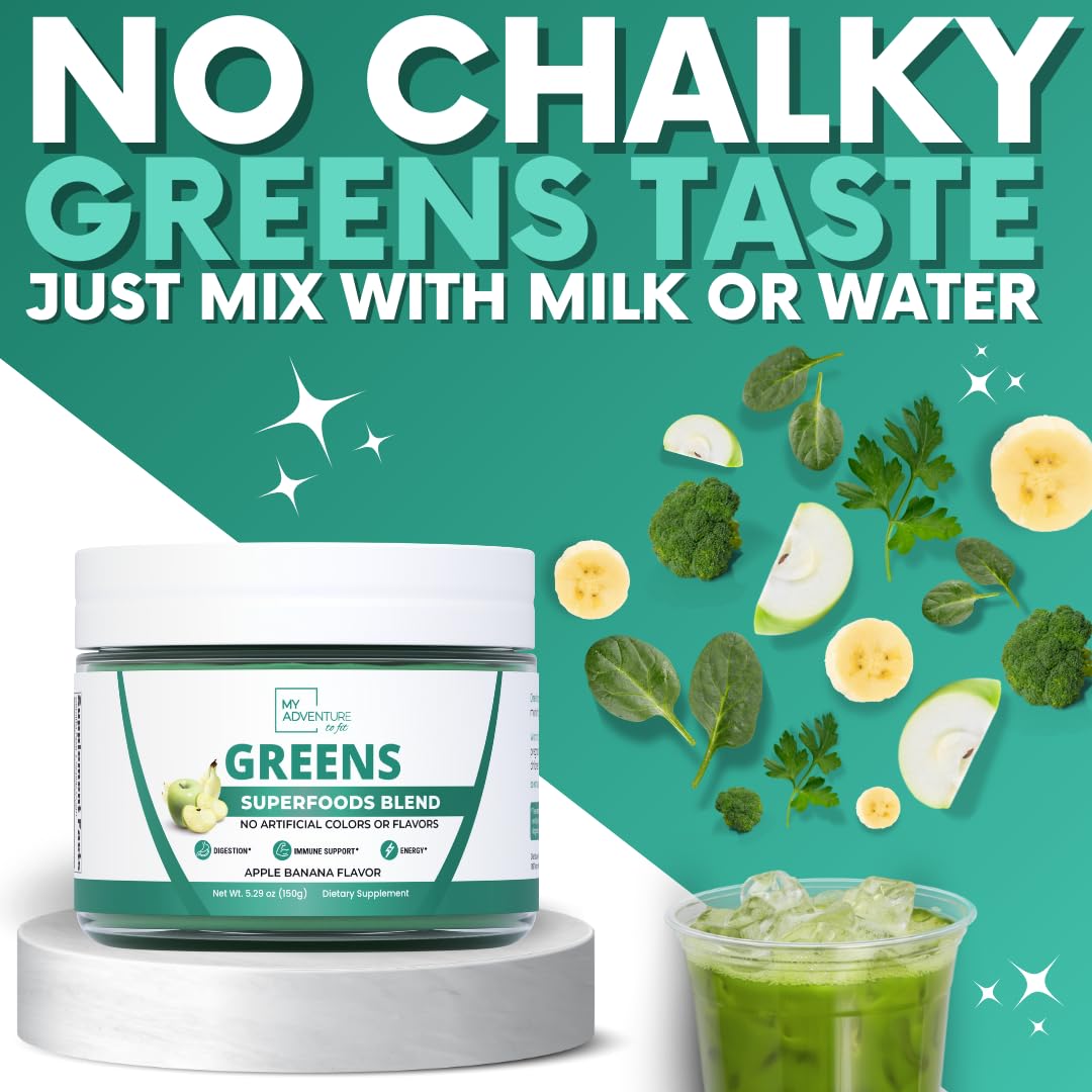 Green Superfood Powder for Digestion & Gut Health - Keto Friendly Superfood Greens Blend Powder for Immune Support - Powdered Greens Supplement for Immune Boost - Apple Banana Flavor My Adventure to Fit buy supplements canada