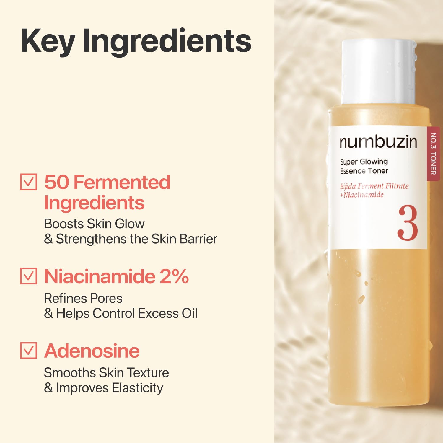 numbuzin No.3 Super Glowing Essence Toner, Fermented Toner for Skin Glow & Texture, Bifida, Niacinamide, Hydrating numbuzin buy supplements canada