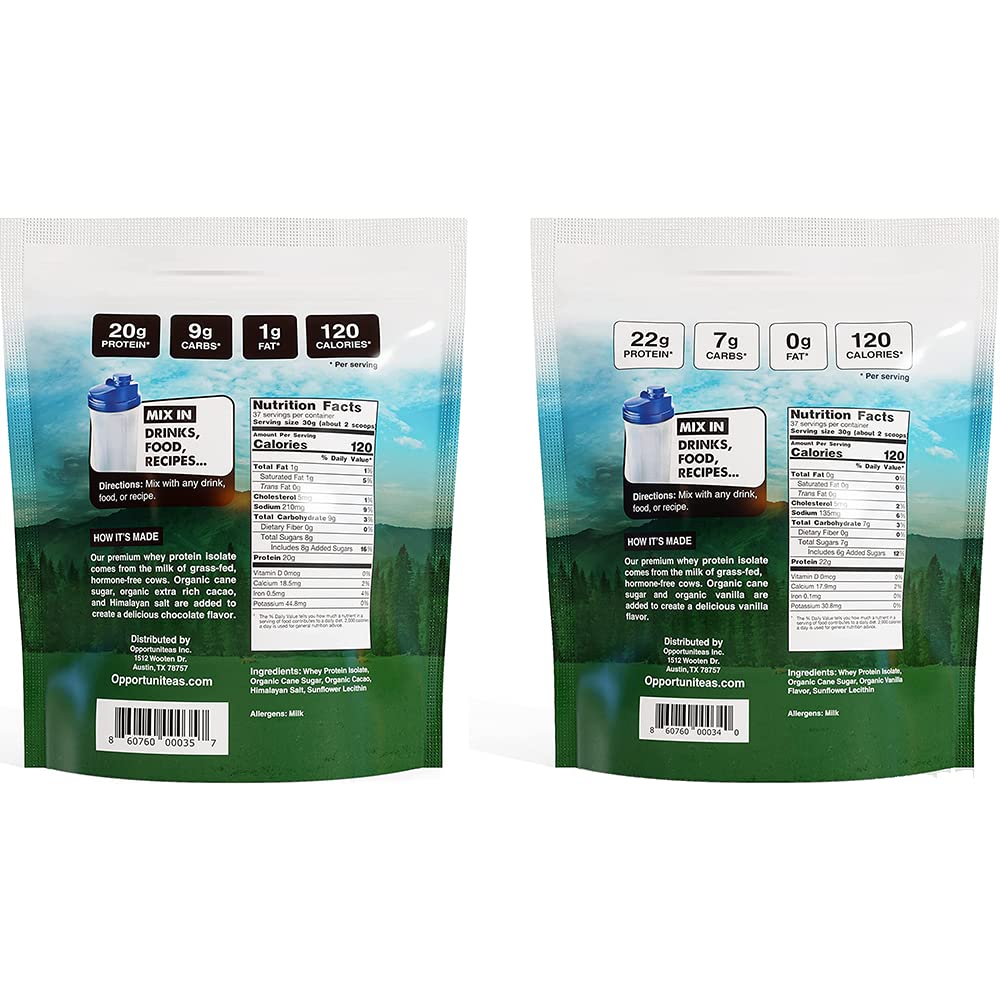Opportuniteas Chocolate & Vanilla Whey Protein Powder Bundle - Grass Fed Whey Isolate Opportuniteas buy supplements canada