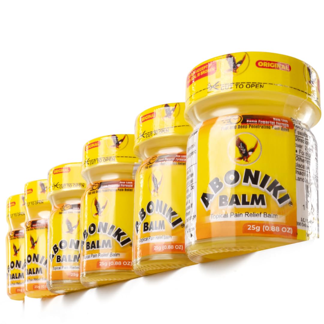 Aboniki Balm (6 Plastic Jars) – Powerful Topical Pain Relief Balm for Sore Muscles and Joints | Anti Inflammatory Analgesic Rub with Cooling Menthol for Back, Knee, Neck, Shoulder, Wrist & Body Ache Aboniki buy supplements canada