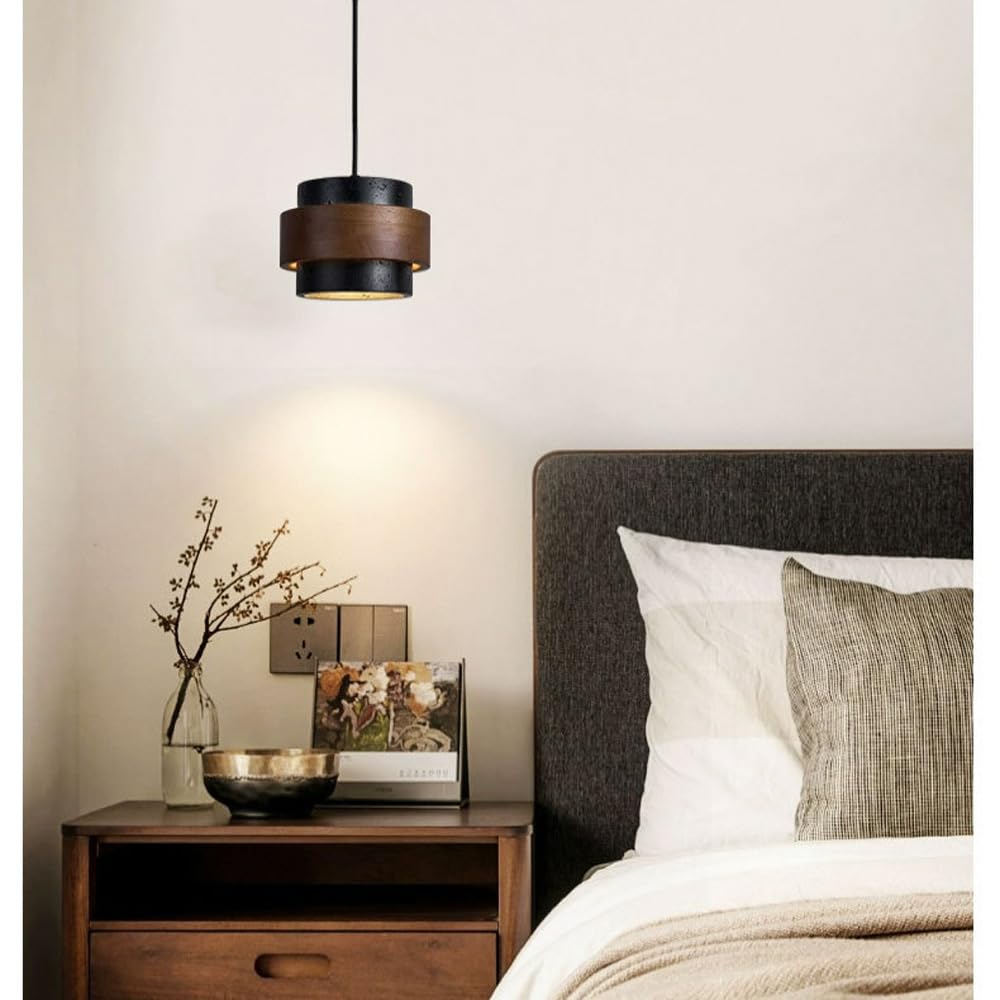 JIANGXMF Nordic Natural Travertine Pendant Light Wabi-sabi Stone Chandelier Retro Industry Hanging Ceiling Lamp for Bedroom Bedside Study Dining Table Lighting (Black) JIANGXMF buy supplements canada