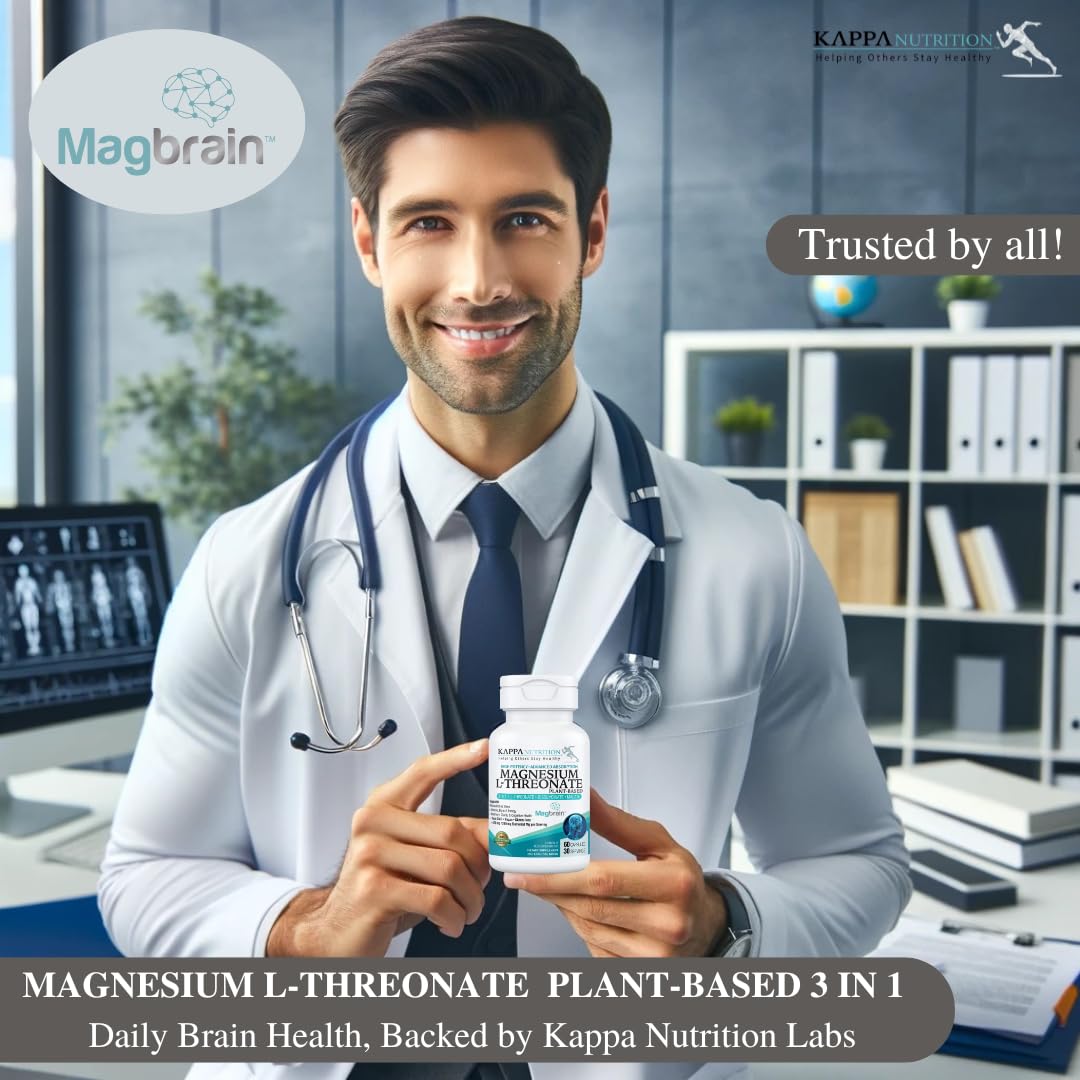 Kappa Nutrition Powered by Magbrain™ Magnesium L-Threonate Plant-Based, 60 Vegan Capsules, 420mg Elemental Magnesium (3 Capsules) from 2,253mg KAPPA NUTRITION buy supplements canada