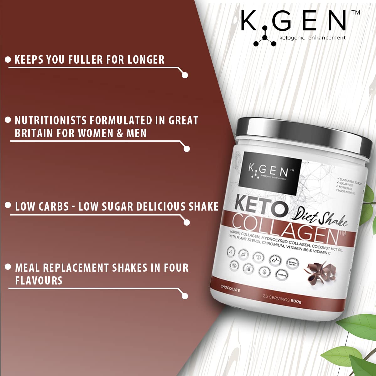 K-GEN Diet Shake Meal Replacement Keto Collagen Powder | Multi Collagen Protein with MCT Oil, Vitamin C K GEN ketogenic enhancement buy supplements canada