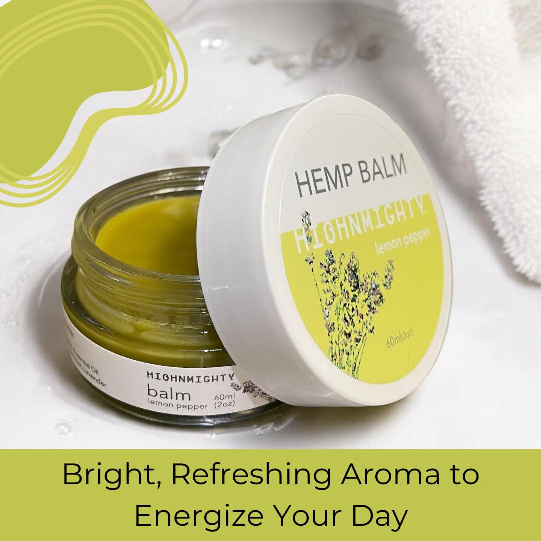 Highnmighty Maximum Strength Lemon Pepper Hemp Balm Salve | Daytime Relief, Relaxing, Natural, Fast-Acting Topical Cream for Muscle Joint Back Knee Shoulder Neck Elbow Hand Foot Relief, 60ml (2oz) Highnmighty buy supplements canada