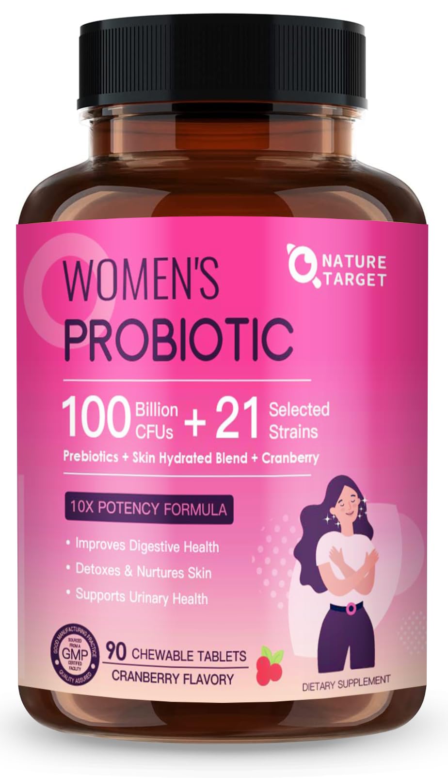 Probiotics for Women Digestive Health, Vaginal Probiotics with D-Mannose & Cranberry NATURE TARGET buy supplements canada